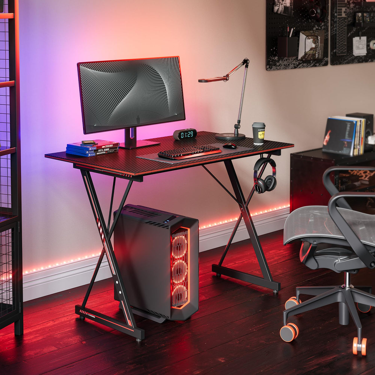 CubiCubi Gaming Desk 32 Inch PC Computer Desk, Home Office Desk Table Gamer Workstation, Simple Game Table, Black