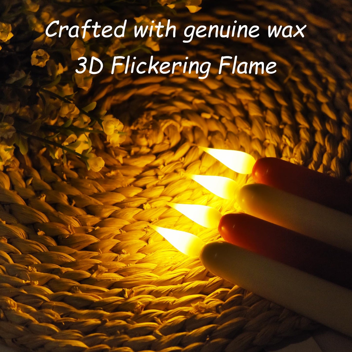 Hanzim Flameless Taper Candles with Remote Control,3/6/9/12/15pack Plastic LED Candles, Flickering Battery Operated, 9.2'’Classic Tall Candle for Wedding, Party,Christmas,Home Decor (15PACK, Red)