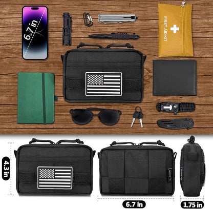 Belt Pouches for Men - Water Resistant Small Belt Bag with USA Flag Patch | EDC Organizer for Work & Travel