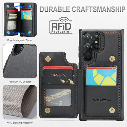 Vinich for Samsung Galaxy S22 Ultra Wallet Case with Card Holder, RFID Blocking Credit Slots Kickstand Shockproof Phone Cover Fit for Galaxy S22 Ultra 6.8" Black