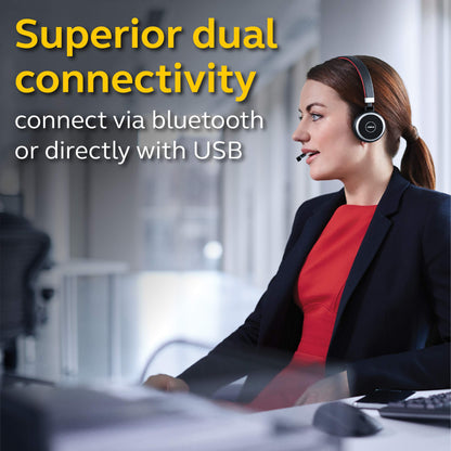 Jabra Evolve 65 MS Wireless Headset, Stereo – Includes Link 370 USB Adapter – Bluetooth Headset with Industry-Leading Wireless Performance, Advanced Noise-Cancelling Microphone, All Day Battery