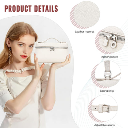 Larcenciel Elegant Small Leather Crossbody Purse for Women, Trendy Cream White Shoulder Bags with Zipper Closure & Adjustable Strap, Cute Top-Handle ladies Handbags for Everyday Work Wedding Going Out