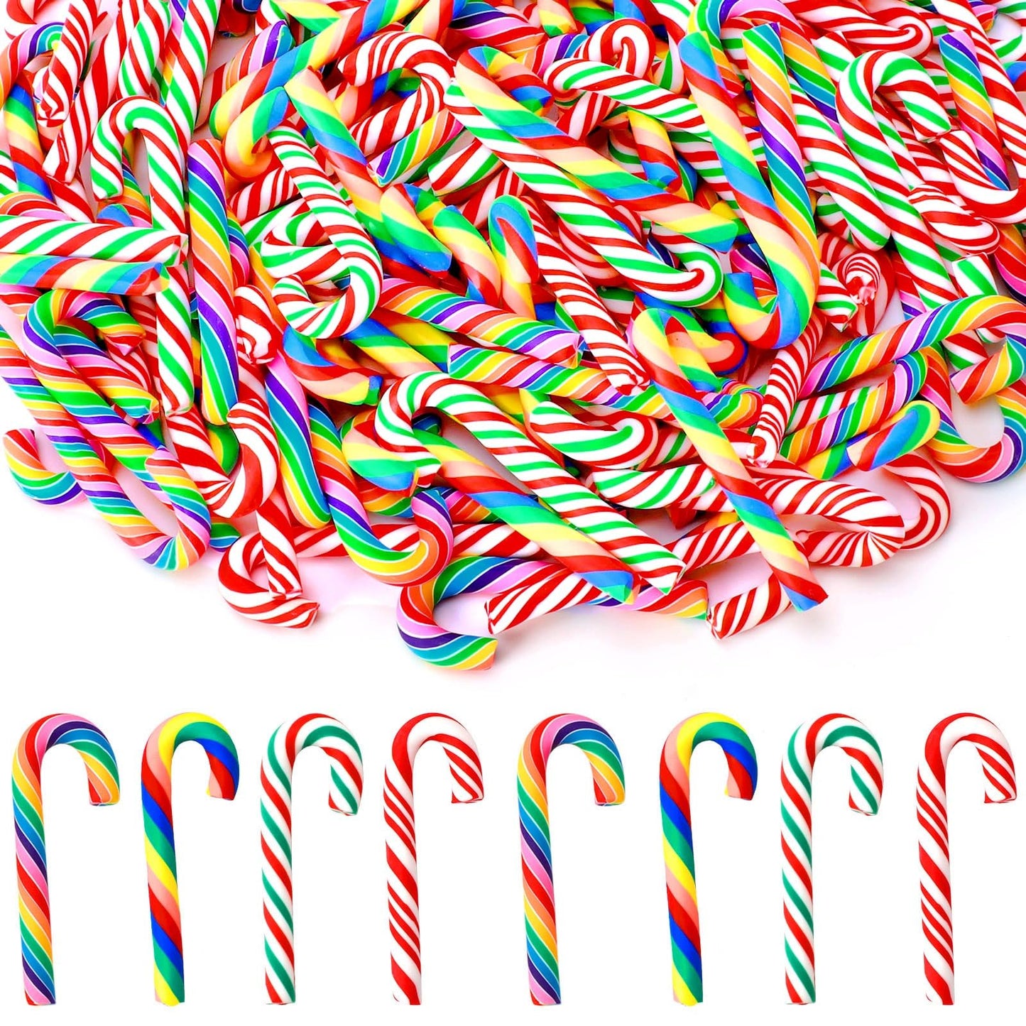 JUNEBRUSHS 120 Pcs Christmas Mini Candy Cane Fake Candy Canes Christmas Ornaments for Xmas Tree Vase Filler DIY Crafts Holiday Table Decor