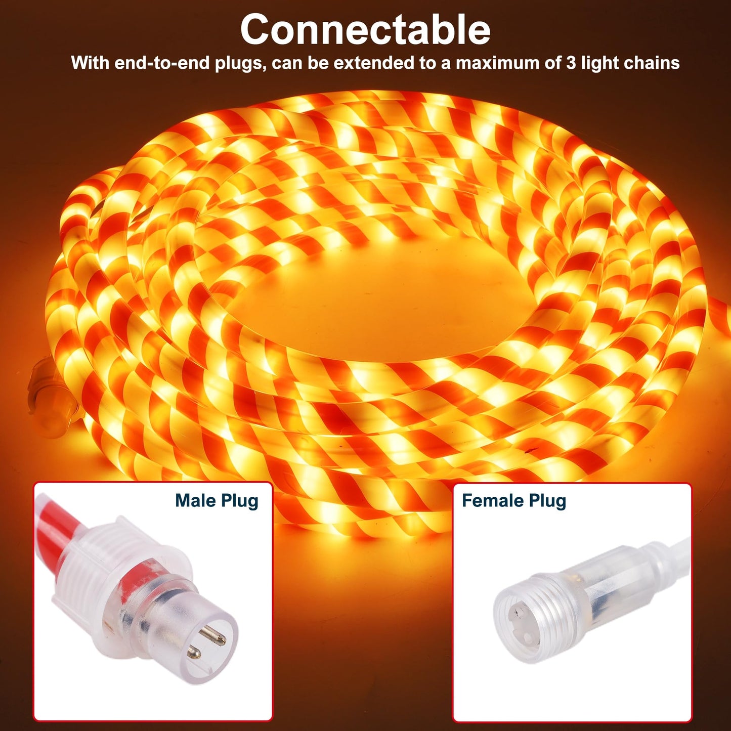 Watereem 360 LED Christmas Lights, 40 FT Candy Cane Rope Lights, Waterproof Xmas Tree Light, Connectable Tube Light Plug in for Indoor Outdoor Garden Yard Holiday Wedding Festival Party Decoration