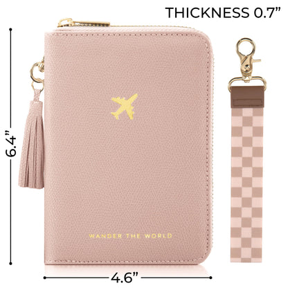 Beautiful Passport Holder for Travel with Wristlet Strap - All-in-One Wallet for Women with Card Slots and Tassel Keychain - Perfect RFID Blocking Case to Keep Your Travel Documents Organized & Safe