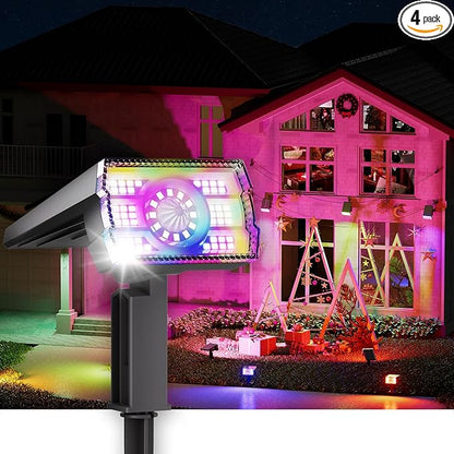 Solar Spotlights Focus Lights Outdoor Waterproof IP65,Multicolor,RGB,4 Pack,6 Color,2 Lighting Modes,105°Adjustable 58 LED Spot Lights Solar Prowered Flood Light for Yard/Landscape/Garden/House