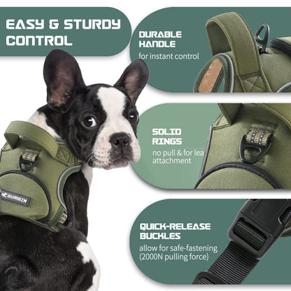No Pull Dog Harness for Medium Dogs, Adjustable No Choke Pet Vest with Dog Leash Fit Smart Reflective Pet Walking Harness for Training Easy Control Soft Handle Green M