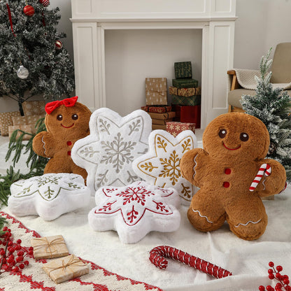 YRXRUS Christmas Snow Pillows, Snow Shaped Pillow, Small Cute Gold Snowflake Pillow for Gifts, Christmas Decorations Throw Pillows for Party, Her, Kids, Girls Xmas Home Decor 13.5x13.5 Inches
