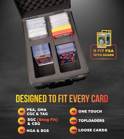 SLAB ARMOR Graded Card Storage Box - 2 Row Case for 80+ PSA Slabs | Black Card Holder