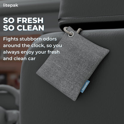 Litepak Activated Charcoal Bags Odor Absorber, (8 Pack, Large), Bamboo Charcoal, Natural Car Air Purifier, Closet Deodorizer, and Odor Eliminator For Home (8x200g)
