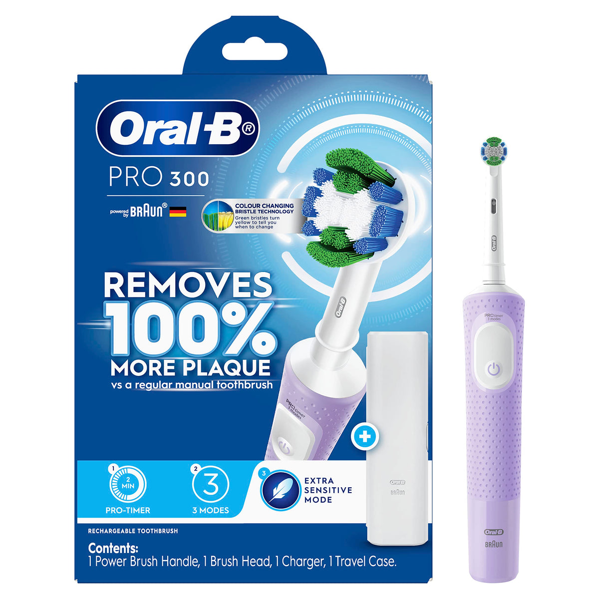 Oral-B Pro 300 Lilac Electric Toothbrush, Lavender