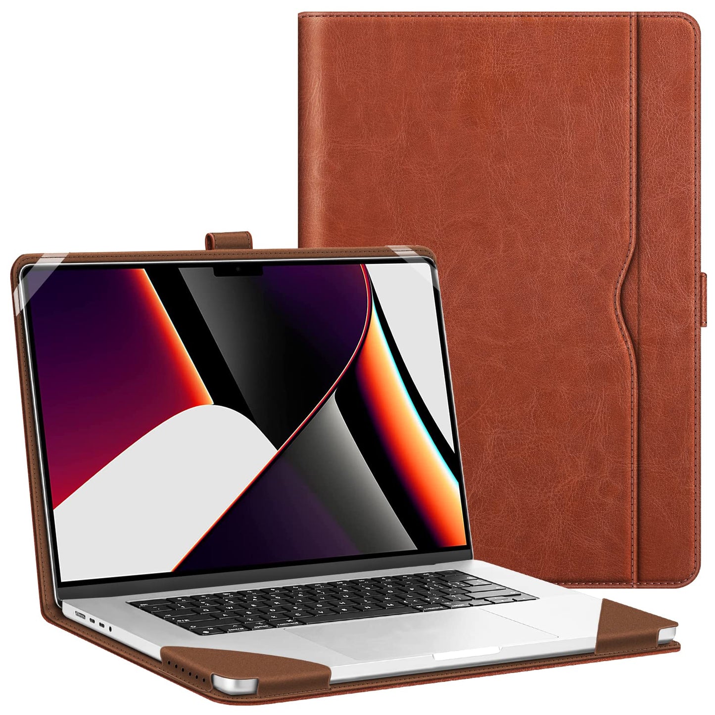 Fintie Sleeve Case for MacBook Pro 16 Inch Case A3428 A3429 A3403 A3186 A2991 A2780 A2485 A2141 (2019 2020 2021 2022 2023 2024 2026 Release), Premium PU Leather Protective Folio Book Cover, Brown