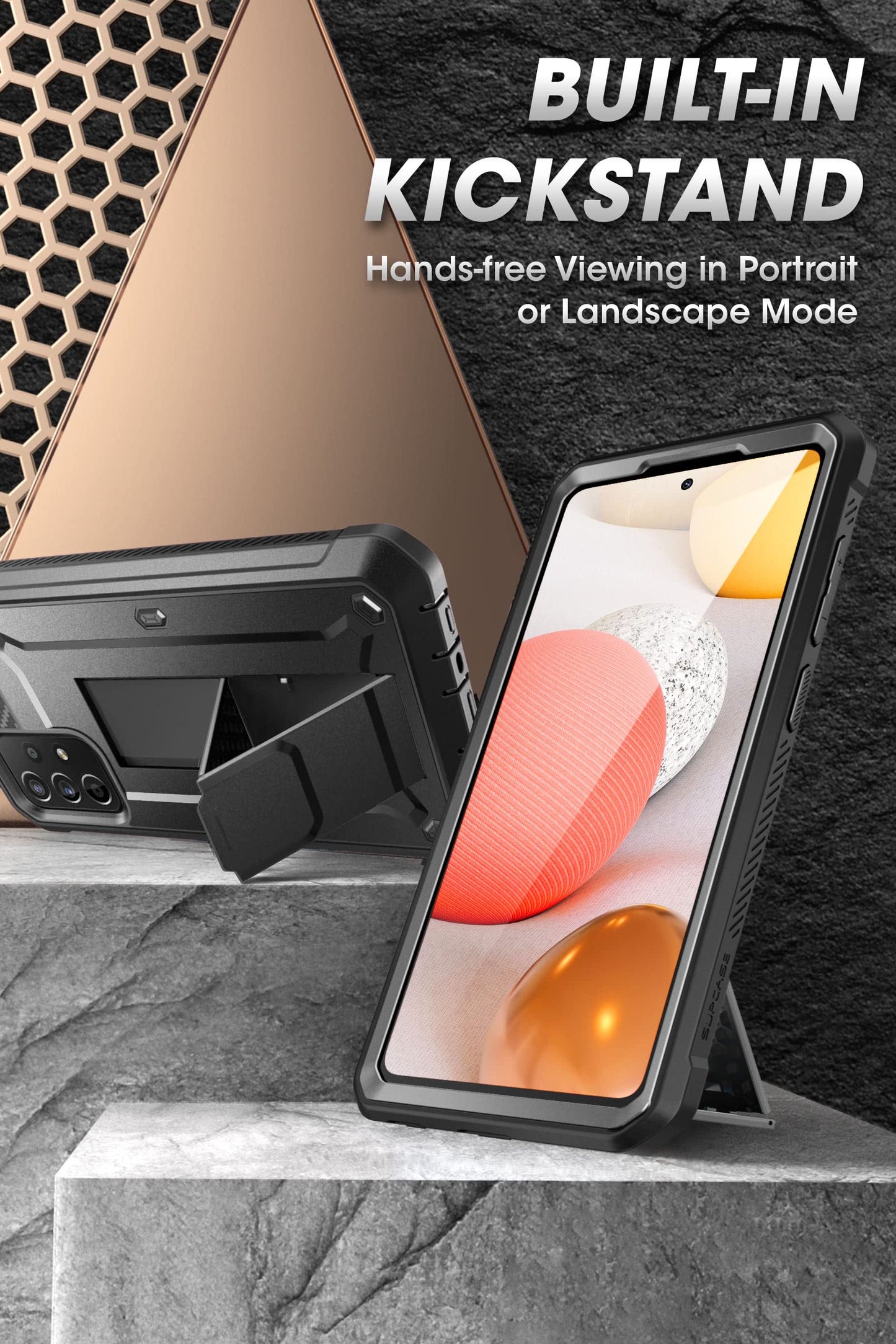 SUPCASE for Samsung Galaxy A53 5G Case with Screen Protector (Unicorn Beetle Pro), [Built-in Stand & Belt-Clip] Heavy Duty Shockproof Rugged Kickstand Protective Phone Case for Samsung A53 5G, Black