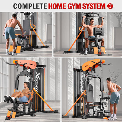 XGSW Multi-Function Home Gym Workout Station, Featuring a Pulley System, arm Trainer, and Leg Trainer for Full-Body Workouts. (L03-1 Single-Person Training Station)