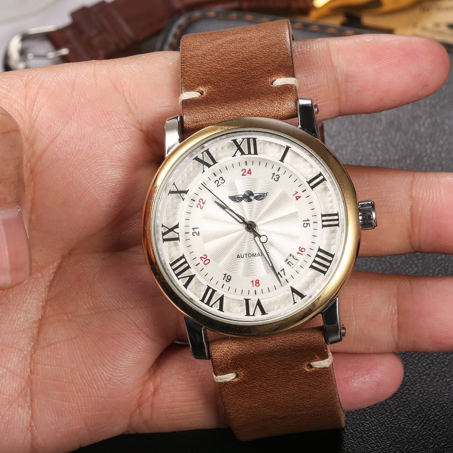 hemsut h Leather Watch Bands, Horween Leather Watch Strap for Men 18 19 20 21 22 24mm Quick Release Handmade Vintage Replacement Wrap