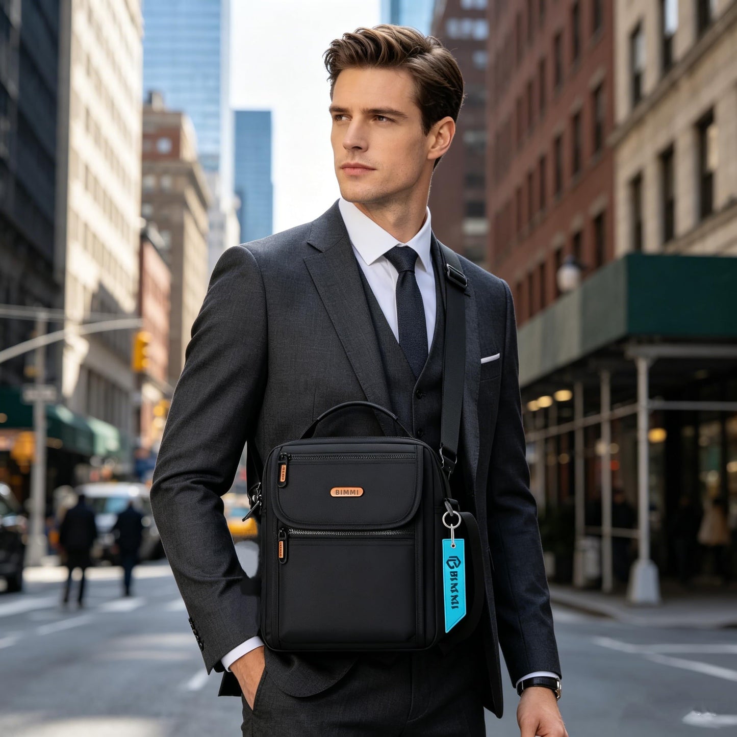BIMMI Waterproof Messenger Bag for Men Casual Shoulder Crossbody Bag for Work and Travel - Small Handbag bags Man purse black