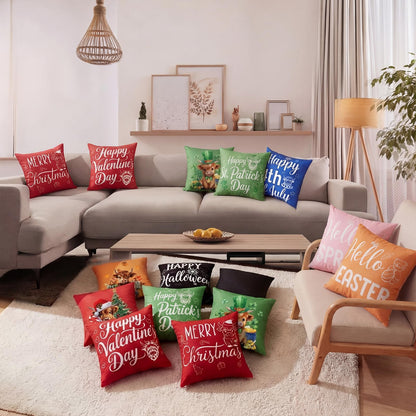 Mindsoft 20 Pcs Holiday Pillow Covers 18 x 18 Easter Pillow Cover Spring Summer 250th Anniversary Pillowcase Decorative Seasonal Cushion Case for Farmhouse Home Sofa(Highland Cow)
