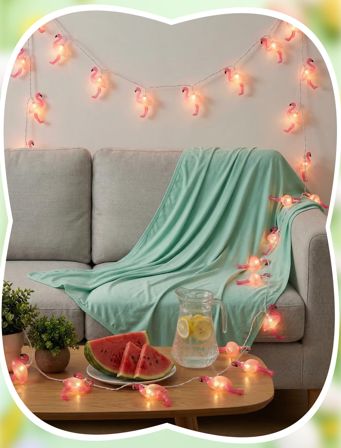 8.5Ft Pink Flamingo String Lights Plug in, Summer Decorative String Lights with 10 LED Flamingo Decor Lights, Tropical Beach Light Waterproof for Bedroom Patio Hawaiian Tiki Luau Party Summer Decor