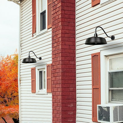 Gooseneck Barn-Lights Outdoor Fixture - 21 inch Farm Style Black Large Lighting Farmhouse Exterior Sconce Wall Light for House, Dusk to Dawn Sensor Front Door Porch Garage (21 inch)