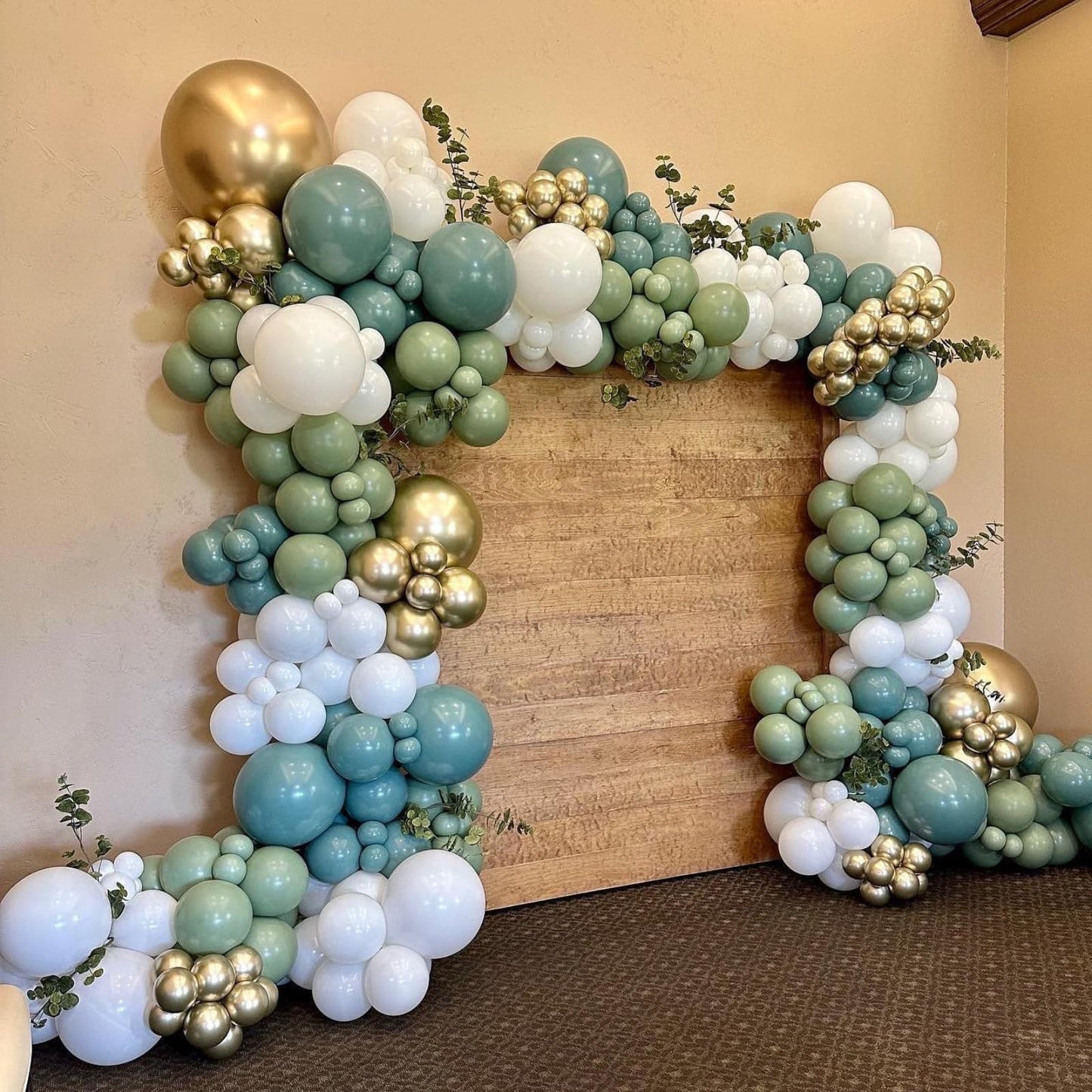 Blue and Green Balloon Arch Kit, 108 Pcs Dusty Balloon Garland With Retro Sea Sage Sand White Metallic Gold Balloons for Boho Wedding Baby Shower Birthday Party Decorations