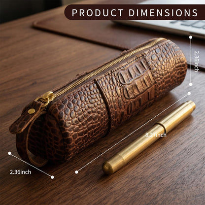 RMAWRAD Genuine leather pen cases, pen/pencil/marker/signature pen zipper bags, stationery bags, pen storage bags， Pen Holder for Work & Office &outdoor