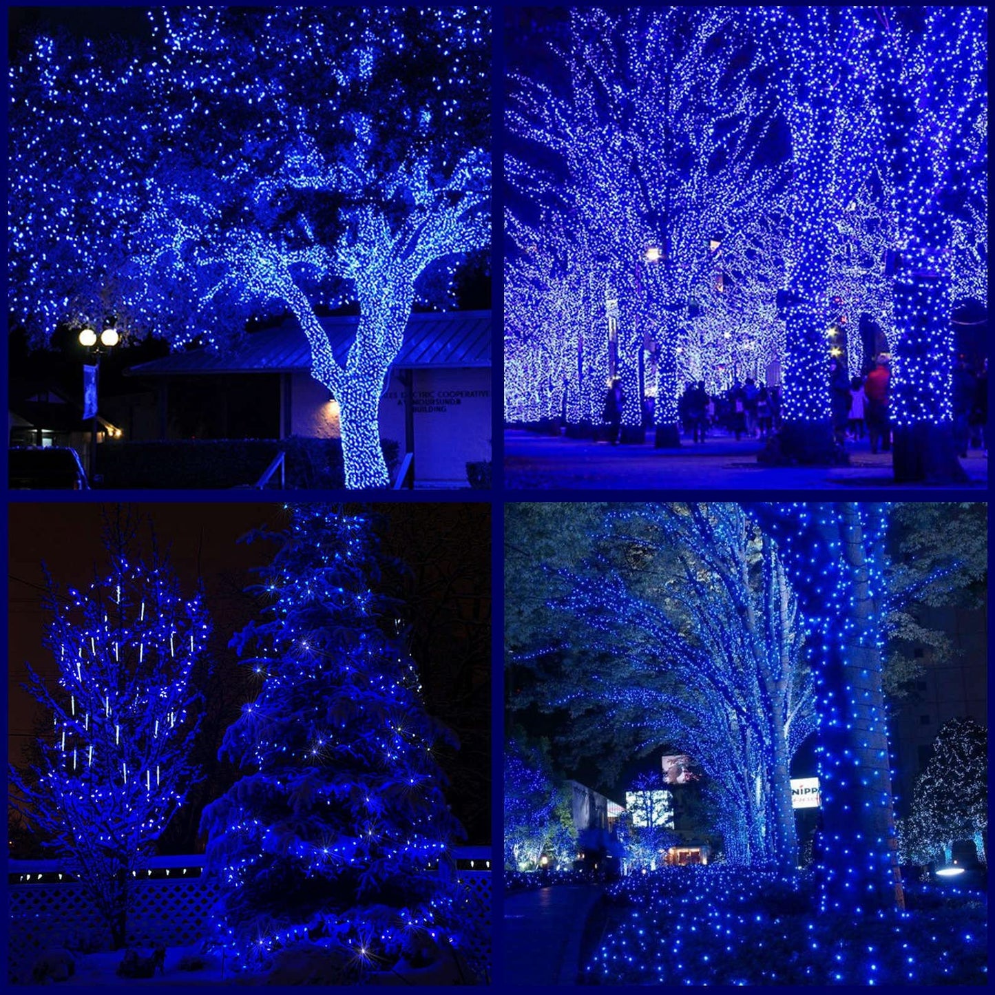YULETIME 200 Blue LED Christmas Lights, 66 ft Green Wire UL String Light