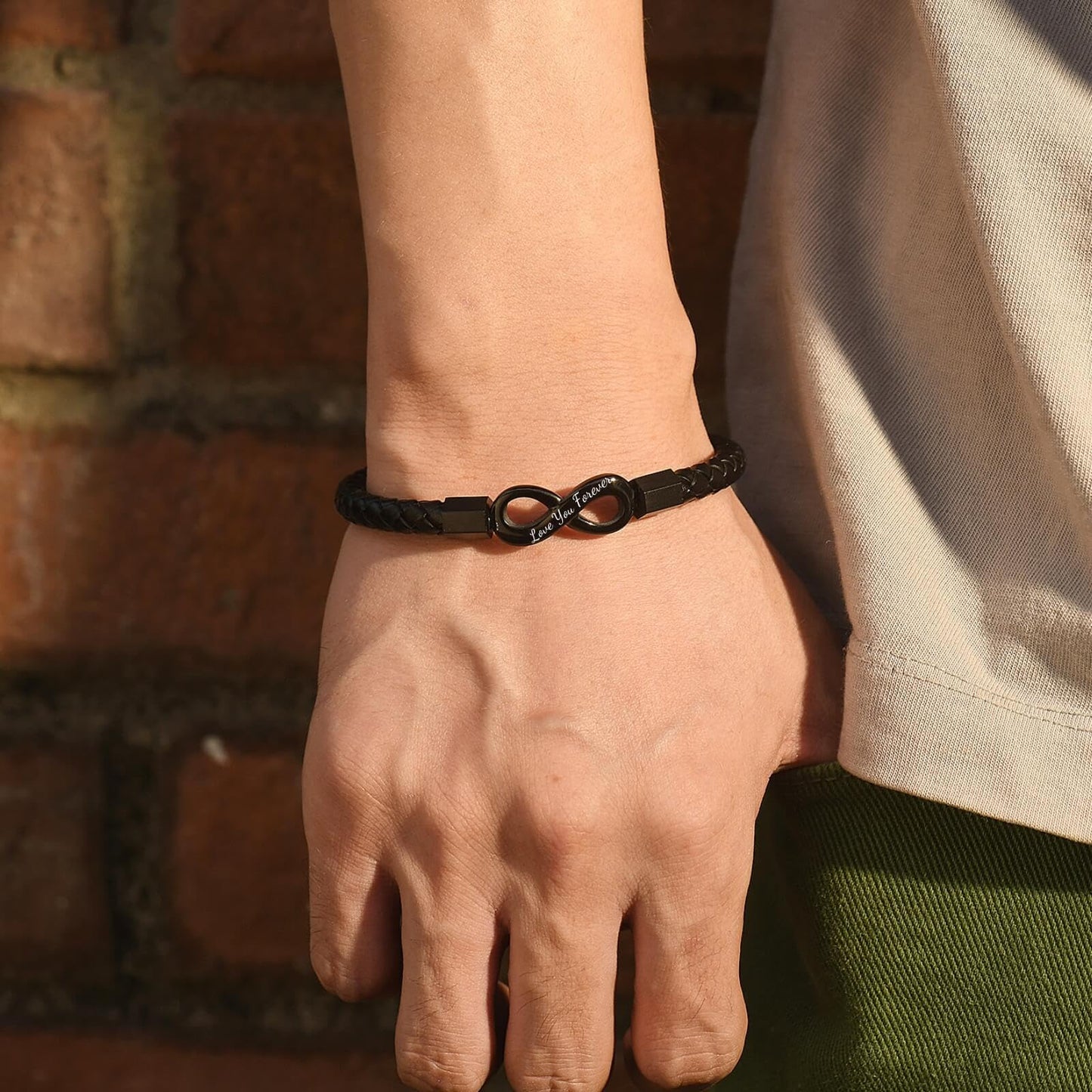 Coolvy To My Man Infinity Bracelet for Men Valentine Birthday Christmas Gifts for Boyfriend Husband Personalized Leather Bracelets