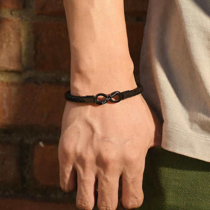 Coolvy To My Man Infinity Bracelet for Men Valentine Birthday Christmas Gifts for Boyfriend Husband Personalized Leather Bracelets