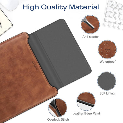 Fintie Sleeve Case for MacBook Air 15.3 M5 M4 M3 M2 A3448 A3241 A3114 A2941, MacBook Pro 16 A3428 A3429 A3403 A3186 A2991 A2485 A2780 A2141, Pro 15 A1707 A1990 - Slim Bag Cover with Stand (Brown)