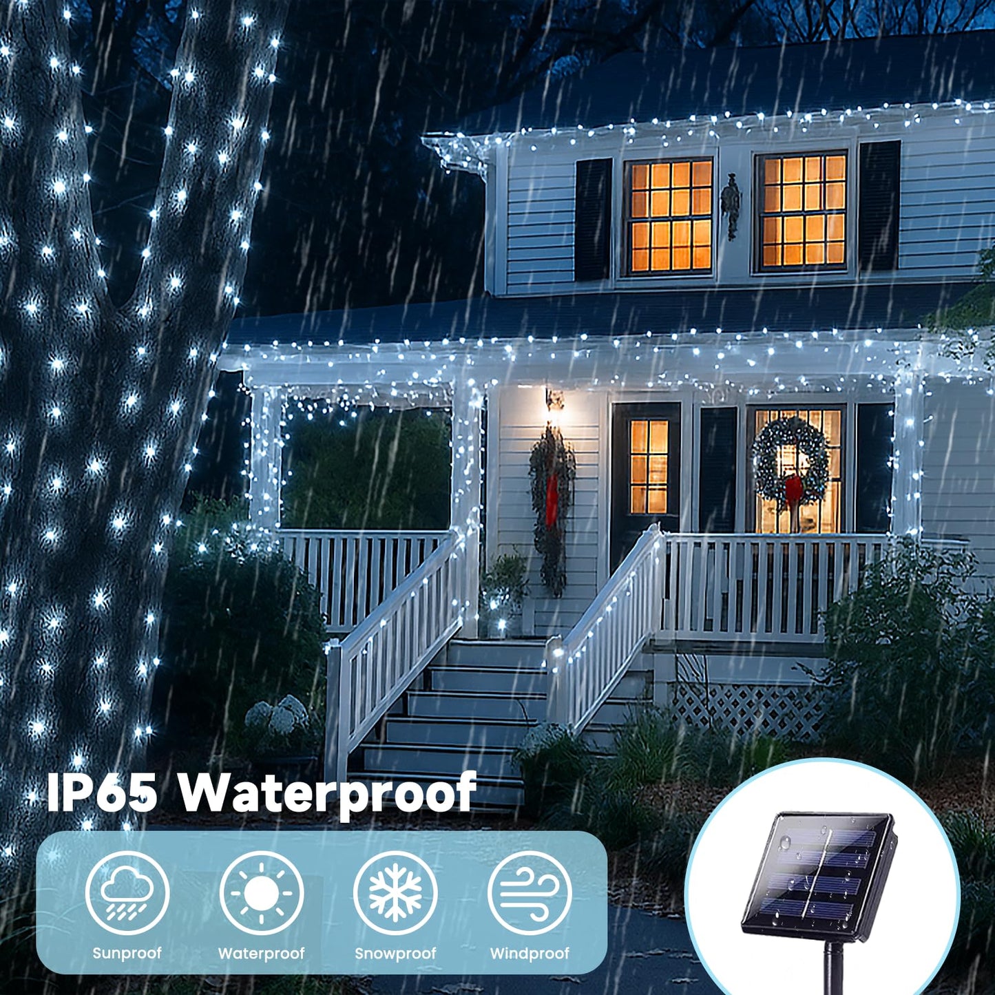 Extra-Long 144FT Solar String Lights Outdoor, 2 Pack 400LED Solar Fairy Lights for Outside Waterproof, Silver Wire 8 Lighting Modes Solar Twinkle Lights for Tree Garden Party Xmas Decor (Cool White)