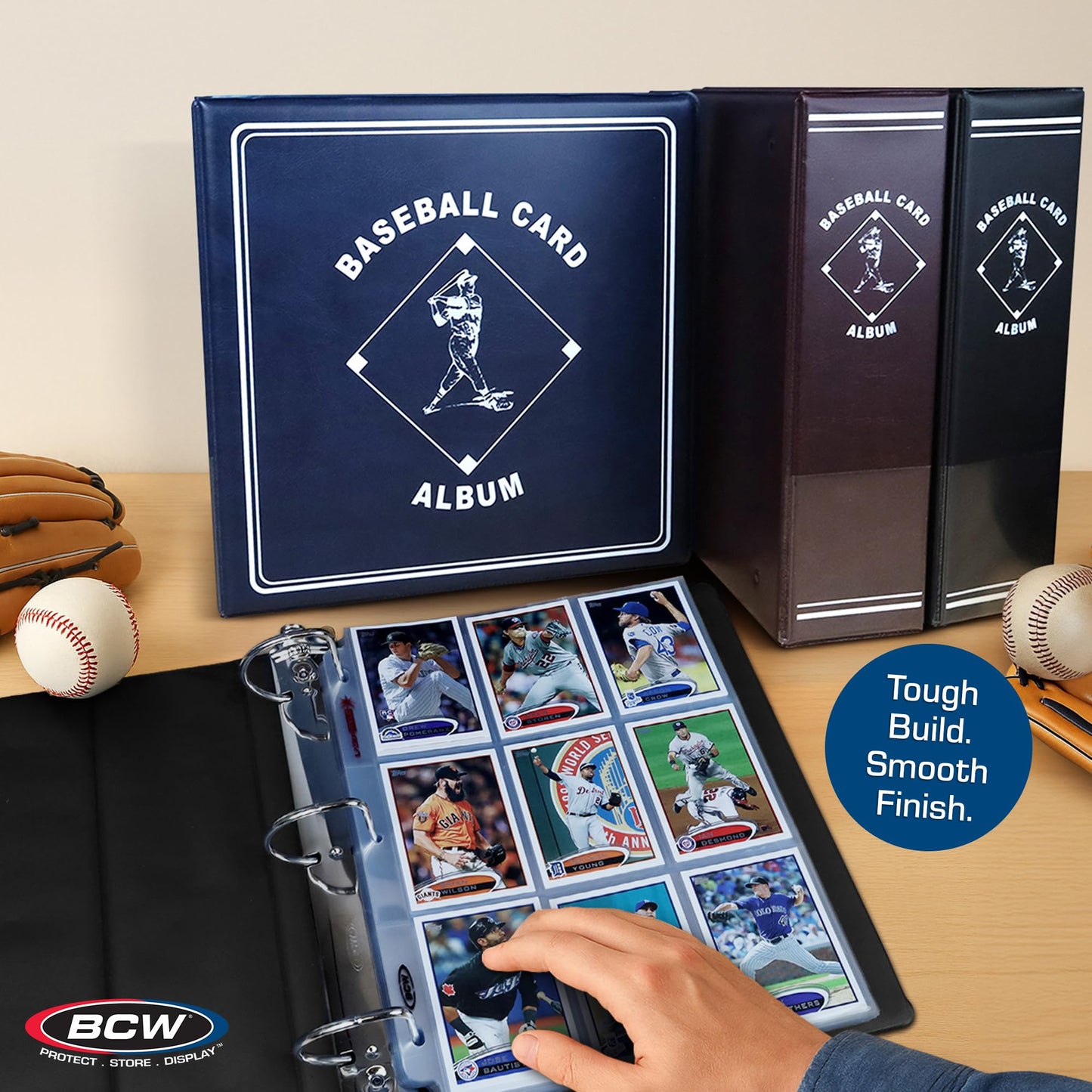 BCW Supplies 3" Baseball Album - Black | Premium Durable Binder for 90 Baseball Cards Heavy-Duty D-Ring, Lasting Durability, and Classic Display | Ideal for Collectors, Storage, and Card Protection
