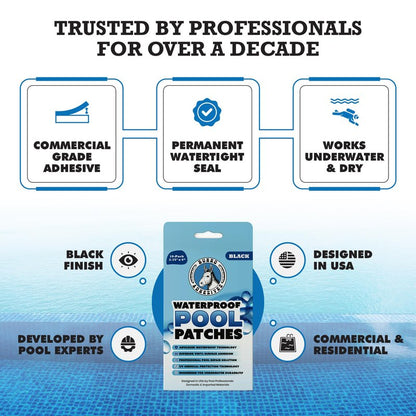 Burro Adhesives 10-Pack Waterproof Clear Pool Tape Patches - Professional Grade PVC Repair Kit with 2.75" x 4" Heavy Duty Patches for Commercial & Residential Vinyl Pools, Works Underwater & Dry