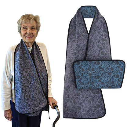 Reversible Adult Bib Scarf - Dignified Alternative to Adult Bibs | Washable and Reusable Clothing Protectors (Hurston)