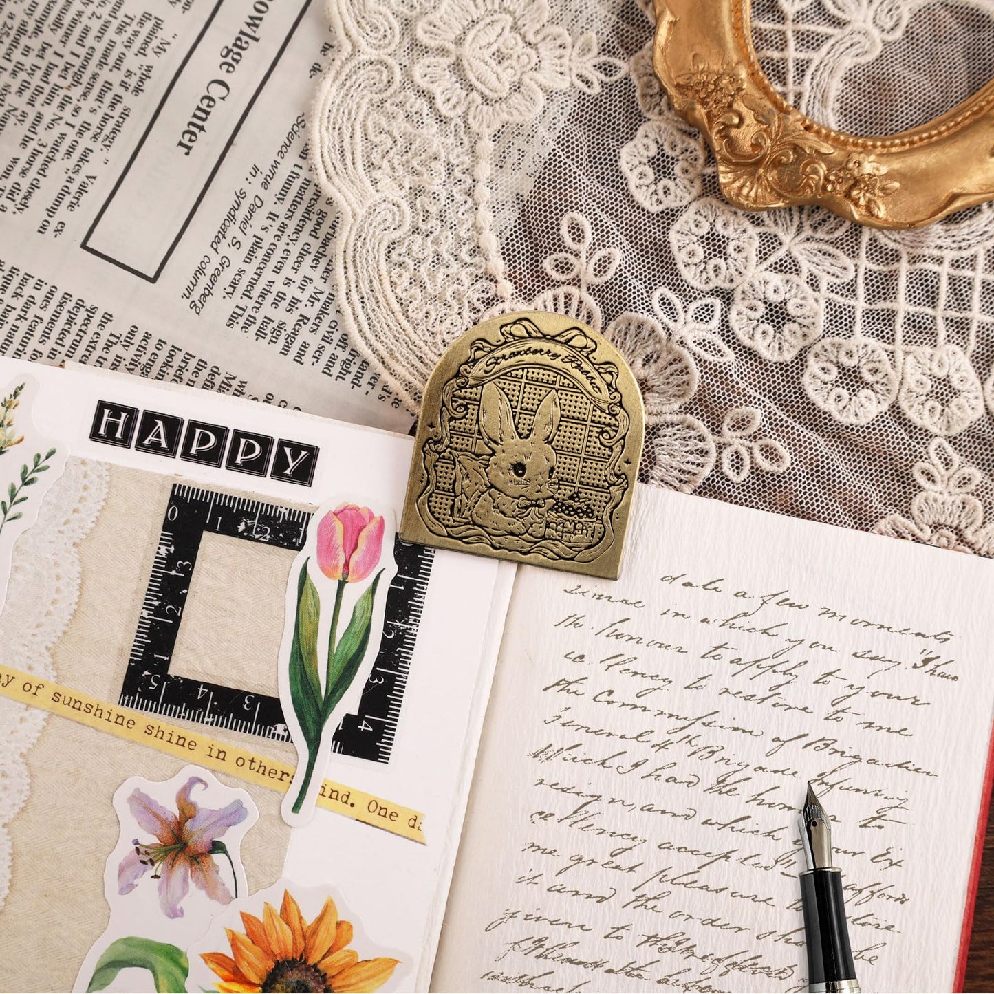 Dizdkizd Vintage Metal Book Clip, Journal Clip for Planners, Travelers Notebook Clip, Paper Clip, Binder Clamp for Documents, Office, Page Holder, Book Mark - Rabbit