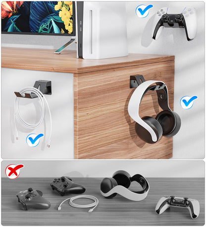 OIVO Controller & Headset Wall Mount Holder Stand, Foldable Headphone Stand, Gaming Controller Holder Hanger Hook, Universal Storage Organizer Controller/Earphone/Game Accessories-8 Packs