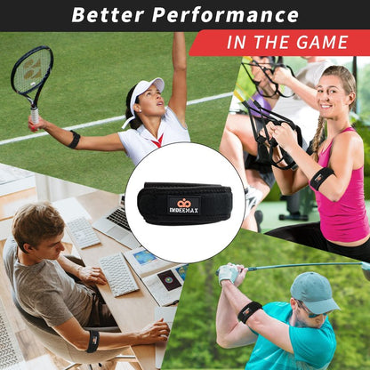 INDEEMAX Elbow Brace for Tendonitis and Tennis Elbow for Women Men, 2 Pack Golfers Elbow Brace Counterforce Band with Compression Pad, Effective Tendon Pain Relief, Black