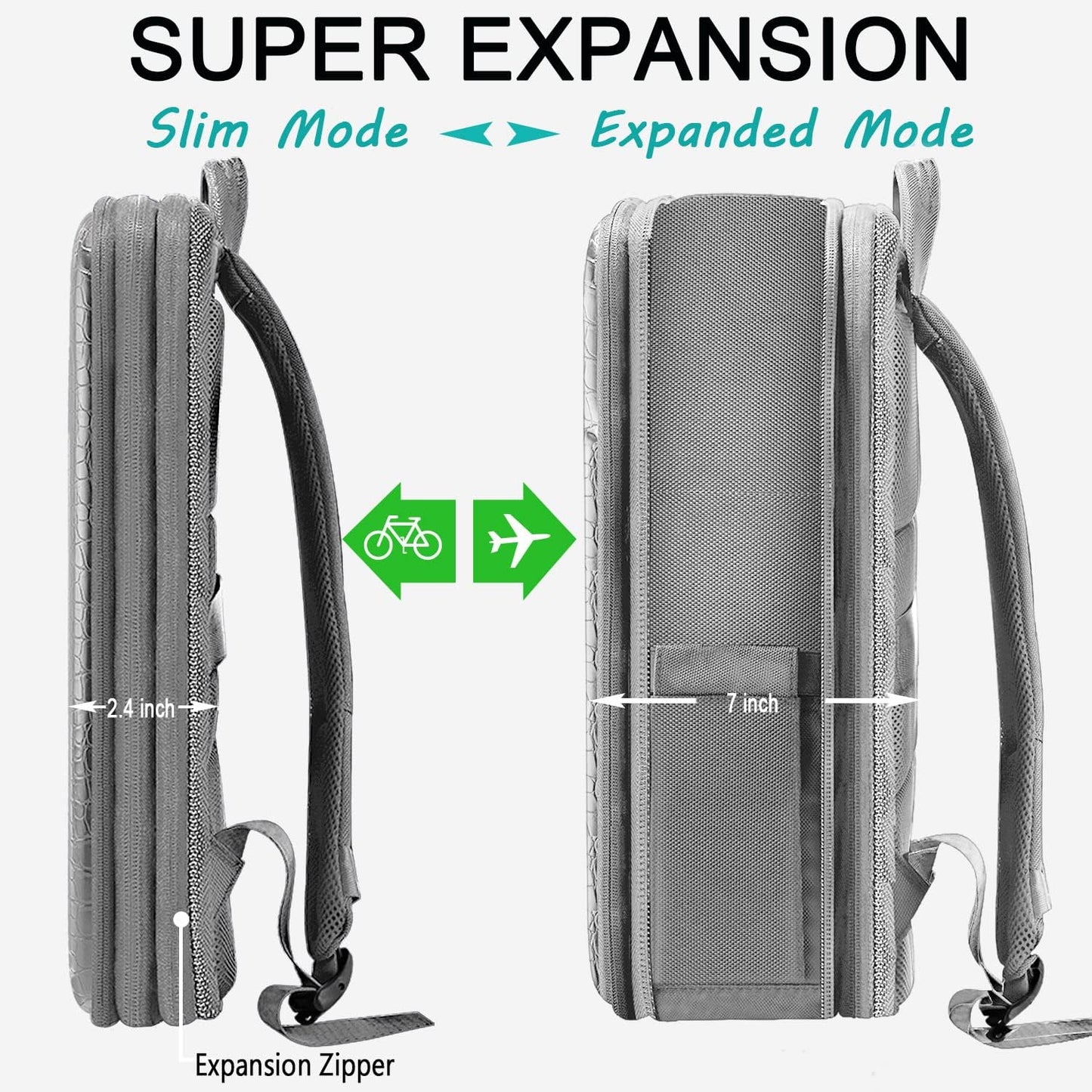 ZINZ Protective Laptop Backpack, Expandable Computer Bag Rucksack with Hard Leather Cover & 3 Compartments for 15 15.6 16 inch Notebooks, Ergonomic Shoulder Strap，G01Y01