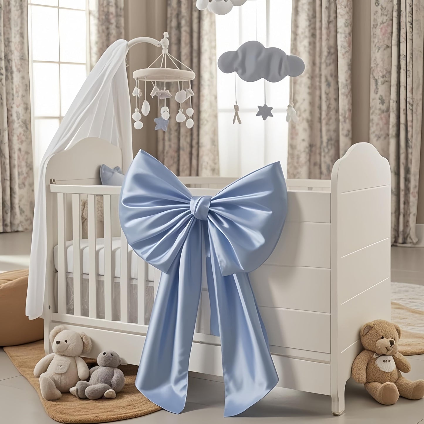Froova Big Blue Bow Room Decor 40x24 in Large Baby Blue Coquette Decorations for Party, Giant Ribbon Tie as Something Blue for the Bride on Wedding Backdrop Wall Decor (Internal Stability Layer)