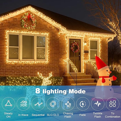 Christmas Lights 1200 LED 394 FT, IP67 Waterproof Christmastree Lights with 8 Modes, Remote Control 3 Timers & Memory Function Xmas Decorations for House and Holiday (Warm White)