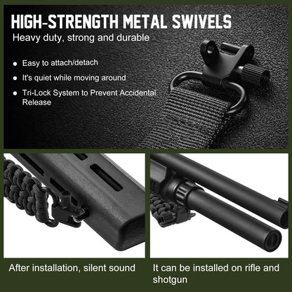 VVAAGG Metal Rifle Sling Swivel Mount 1.25 inch Two-Point Gun Sling Attachment Clips
