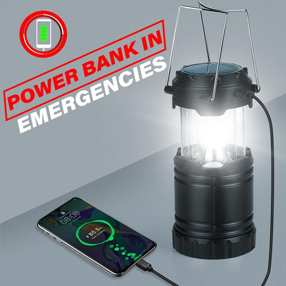 Xynover 4-Pack Solar Camping Lanterns - Rechargeable LED with USB/Solar/AA Battery | Magnetic Base & Hanging Hook | Collapsible, Waterproof for Emergency, Hiking, Power Outages
