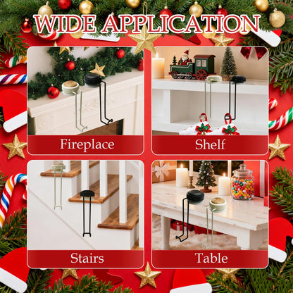 Stuzos 2 Pack Christmas Fireplace Stocking and Garland Hanger,Mantle Garland Holder for Hanging Christmas Stockings (Black Walnut*1PCS+Wood Tone*1PCS, M)