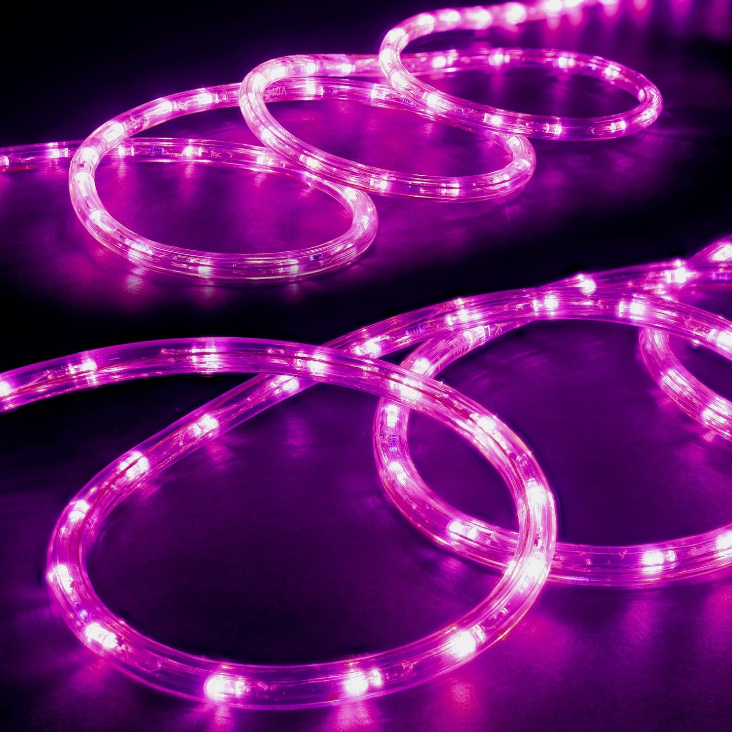 WYZworks 576LEDs, 50ft LED Outside Rope Lights, Waterproof Permanent Outdoor ETL Certified Connectable Clear Tube, Christmas Palm Tree Holiday Decorative Landscape Patio Accent Lighting - Pink