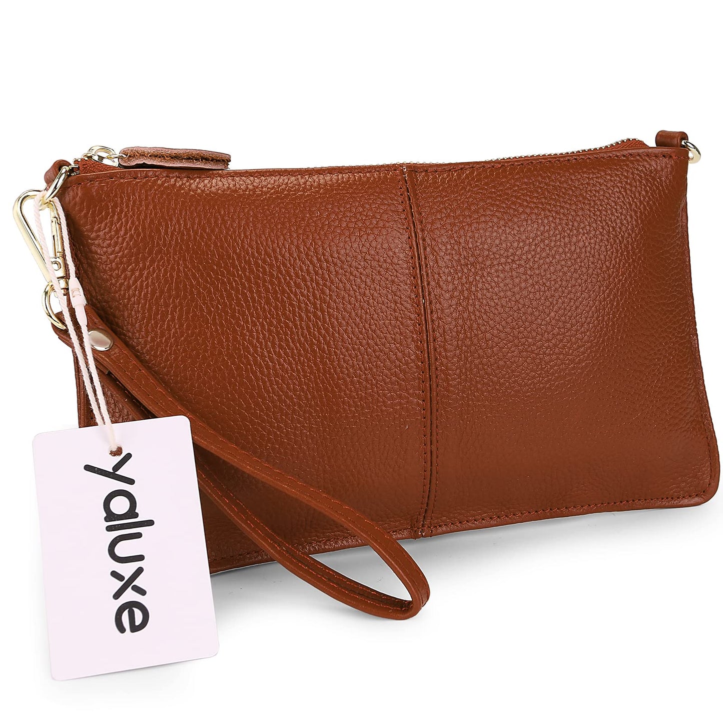 YALUXE Genuine Leather Wristlet Handbags Purses Cell Phone Pocket Clutch Wallet Crossbody Bags for Women