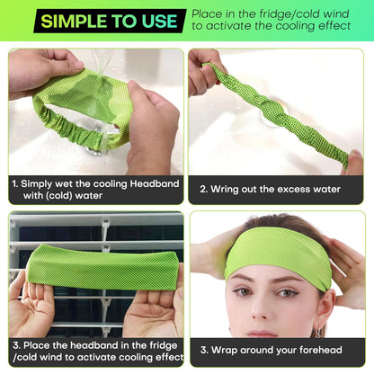 5PCS Cooling Headbands, Stretchy Cooling Sweatbands, Moisture-Wicking Sports Headbands for Women and Men Workout, Yoga, Running, Biking