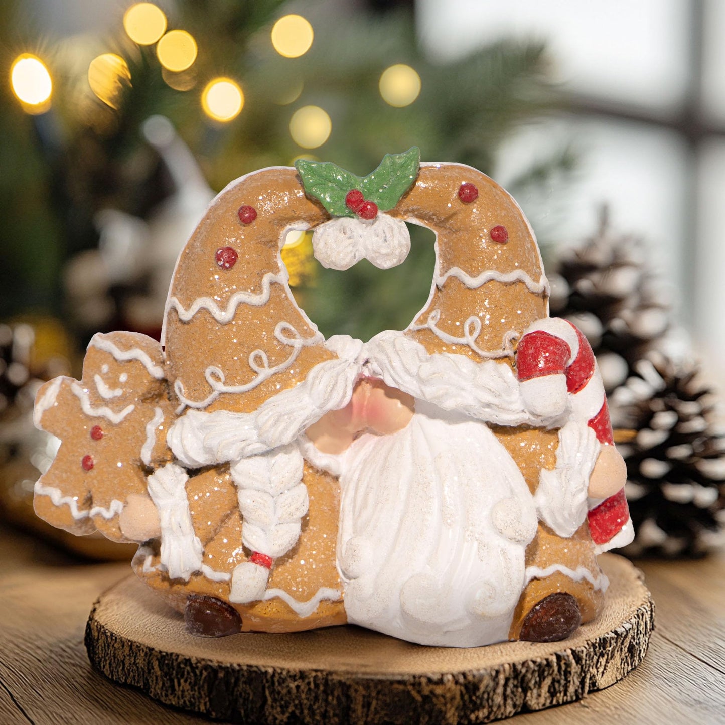 Hodao Christmas Gingerbread Gnome Decoration Xmas Elf Figurines Winter Decor Handmade Scandinavian Tomte Gnome for Xmas Decor Gingerbread Gifts - Christmas Day Party Home Decor