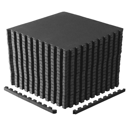CAP Barbell 1-Inch Interlocking EVA Foam Exercise Puzzle Mat Home Gym Flooring - 3 Pack | 24" x 24" x 1" | T Pattern - Black