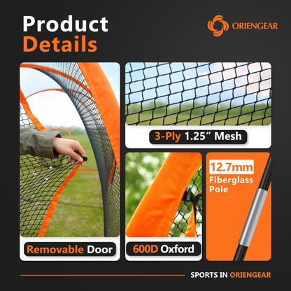 Baseball Batting Cage 30ft for Backyard, Baseball Training Equipment Netting Cages, Golf Softball Baseball Nets for Batting with Frame and Net, Hitting and Pitching Practice, Orange