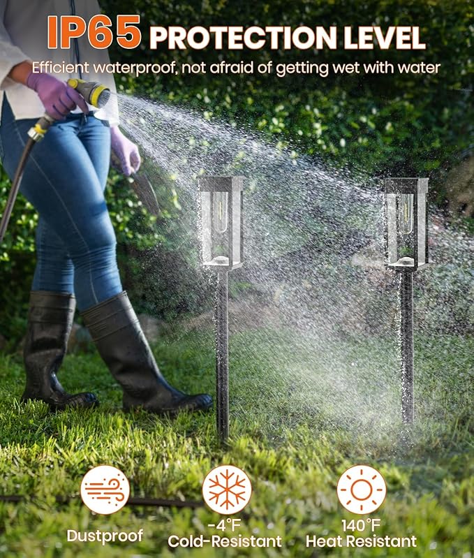 Solar Pathway Lights Outdoor, 2 Pack Bright Solar Lights Outdoor, IP65 Waterproof Solar Garden Lights, Solar Powered Landscape Lighting for Yard Patio Walkway Driveway Pathway (Warm White)