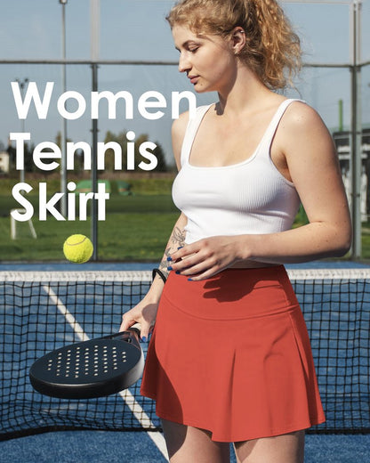 Shdykj Women Tennis Workout Skirts High Waisted Athletic Skirt with Inner Shorts Pockets,Soft Lightweight Golf Running Skirt Black